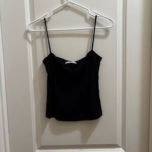 Reformation Black Ribbed Spaghetti Strap Crop Tank Women’s Size Medium Rouched